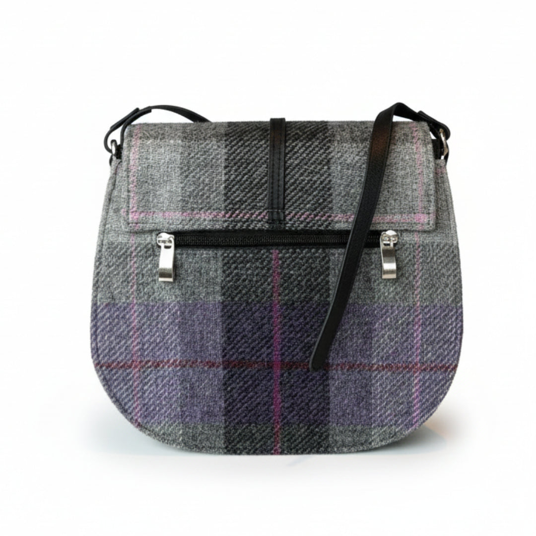 Mucros Weavers | Grace Tweed Handbag - Purple/Grey Plaid