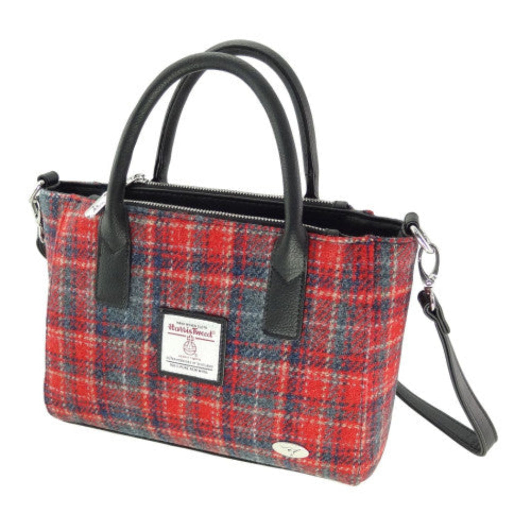 Harris Tweed | Small Tote - Red & Grey Tartan