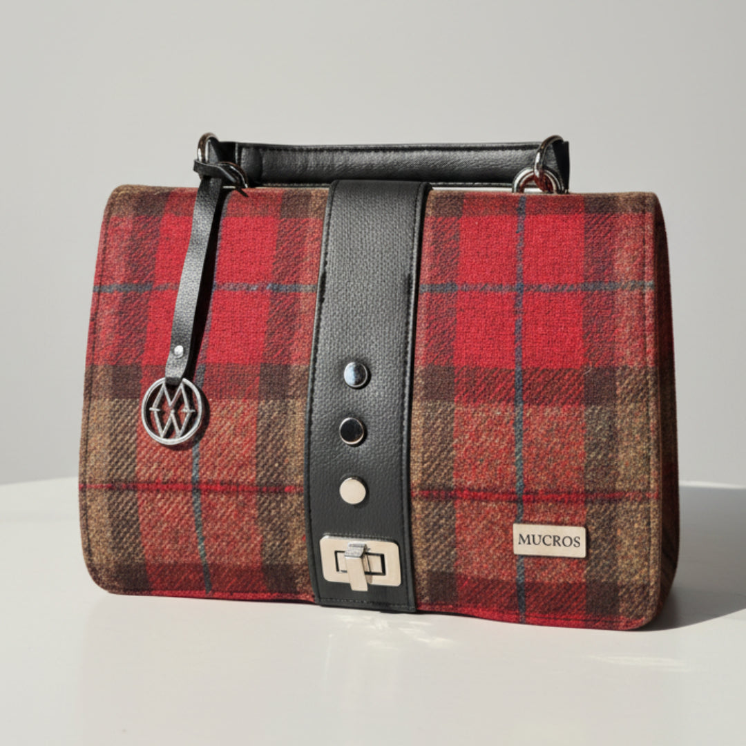 Mucros Fiona Tweed Handbag 207 Red Brown jpg