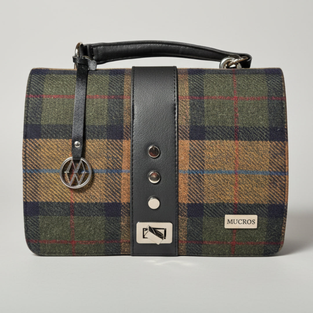 Mucros Fiona Tweed Handbag 35 Green Brown jpg