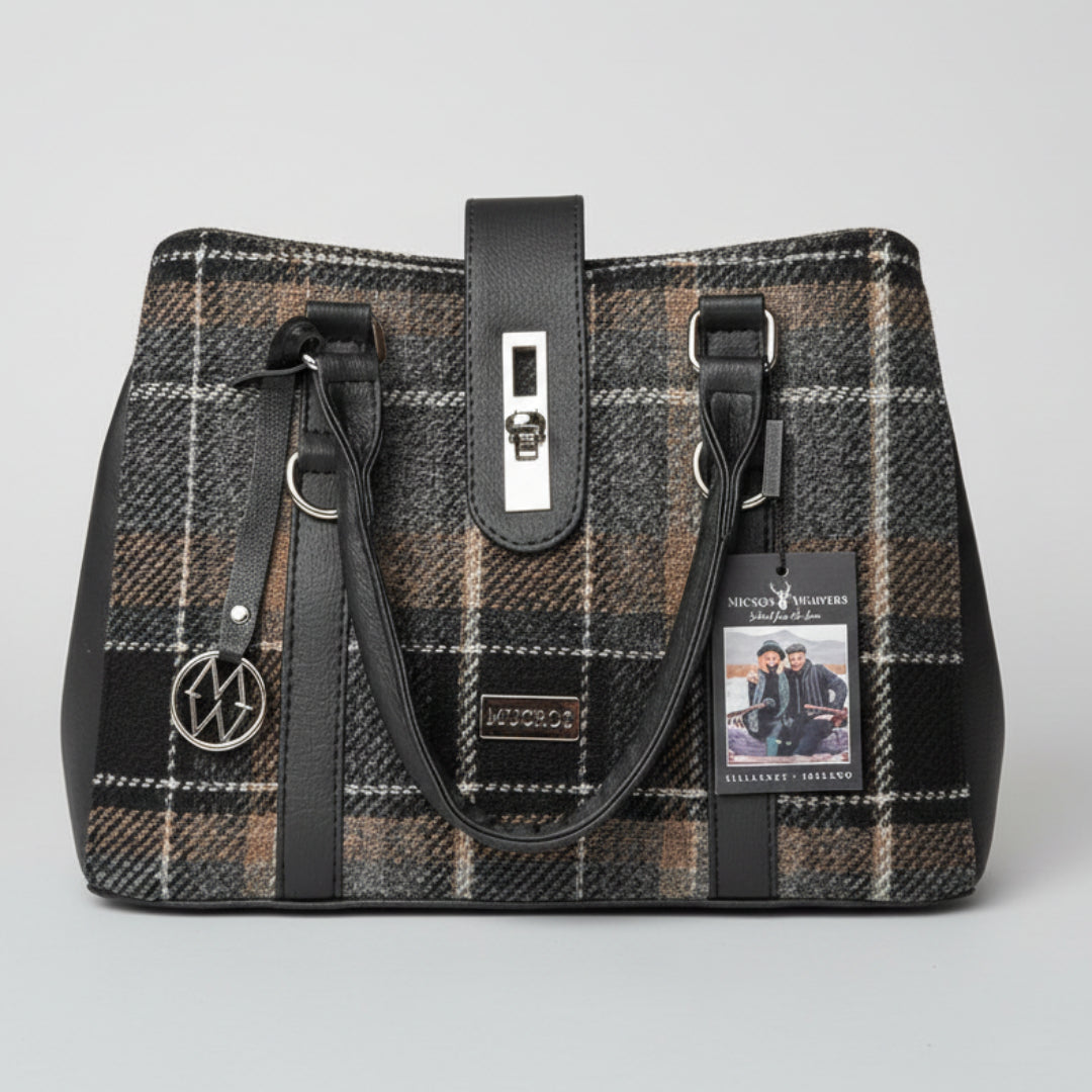 Mucros Jessica Tweed Handbag 21 Black/Brown
