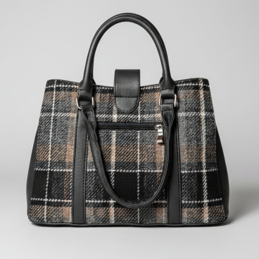 Mucros Jessica Tweed Handbag 21  Black/Brown