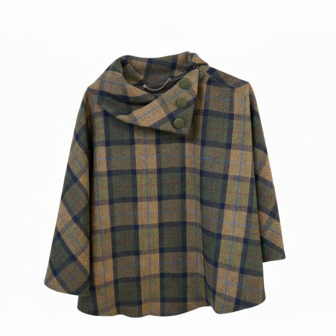 Mucros Weavers Tweed Poncho Brown/Green