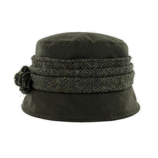 Mucros kate wax womens hat olive flower