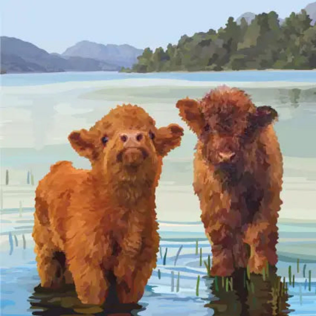 Periodic Society Highland Calves Greeting Card