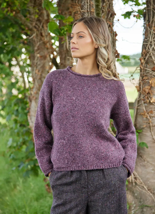 Fisherman Out of Ireland | Roll Neck Sweater - Dark Mauve