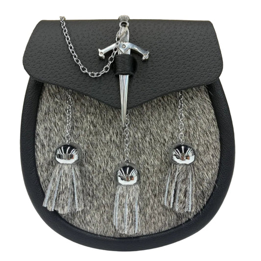 Semi-Formal Sporran - Grey Bovine with Sword Closure