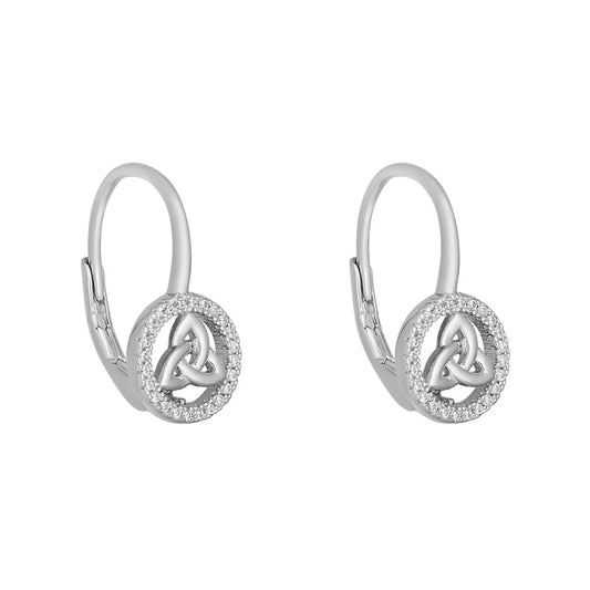 Solvar | Sterling Silver Round Trinity Knot Huggie Earrings