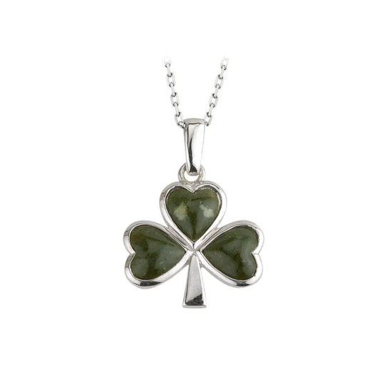 Solvar | Sterling Silver & Connemara Shamrock Pendant