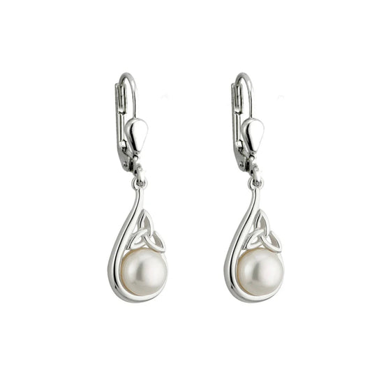 Solvar | Trinity Knot Pearl Drop Earrings