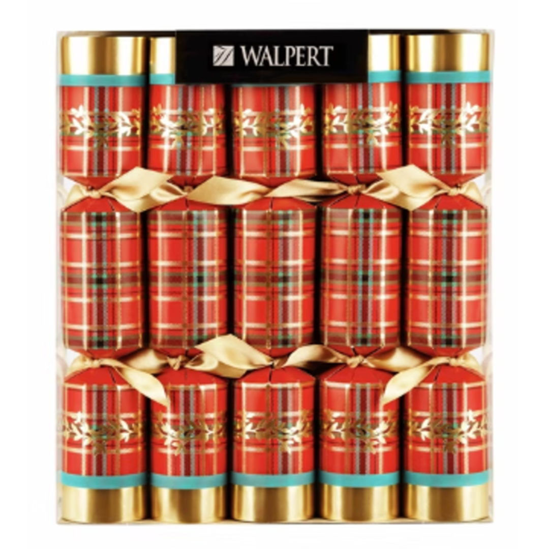 Tartan & Gold Leaves Christmas Crackers