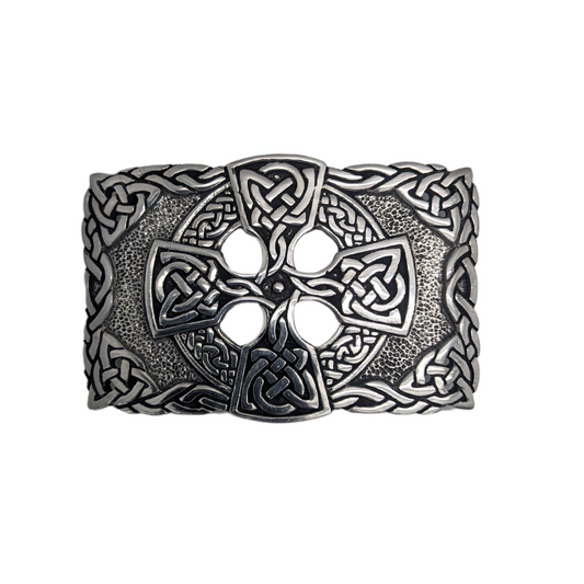 Belt Buckle | Celtic Cross Polished Pewter