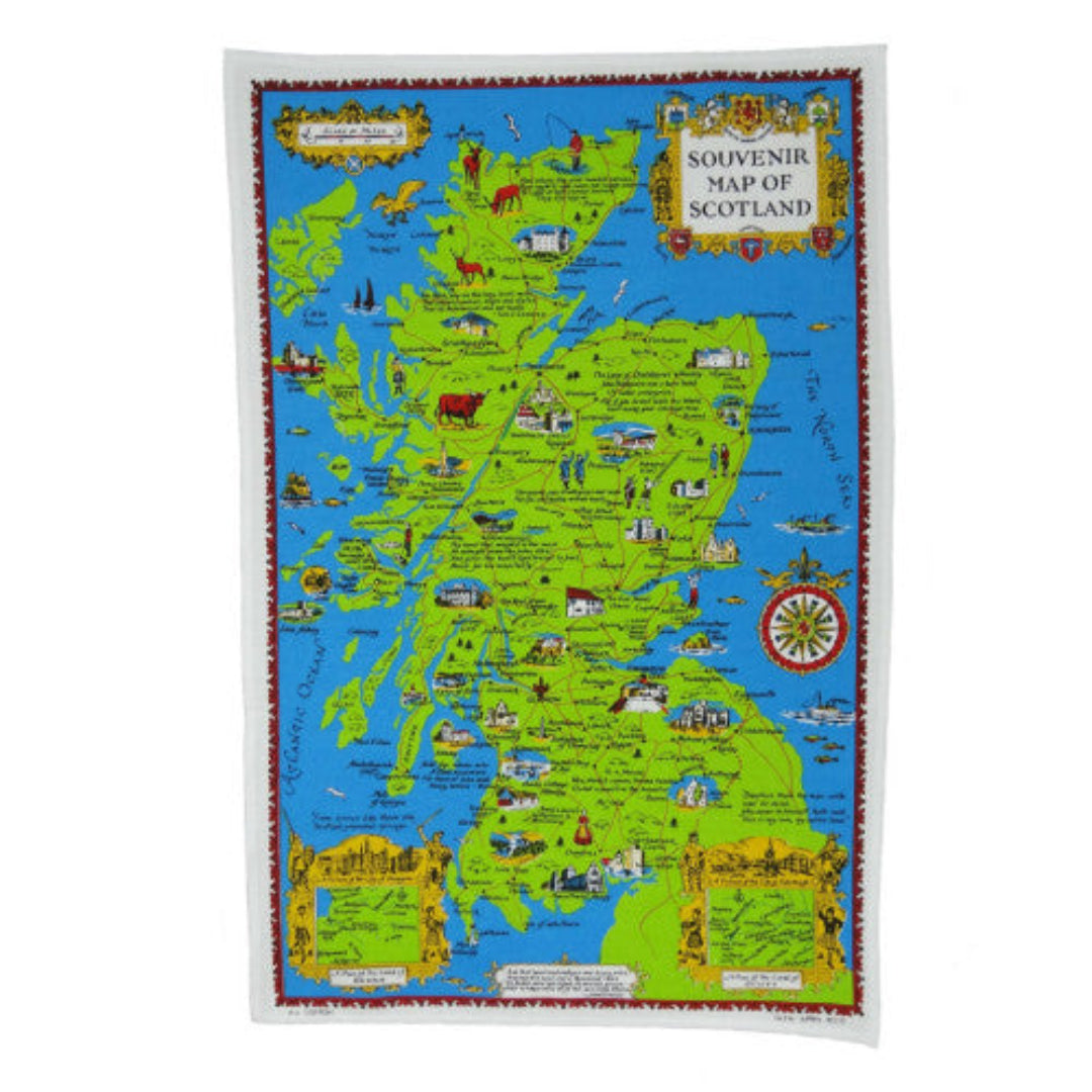 Glen Appin Souvenir Map of Scotland Tea Towel 