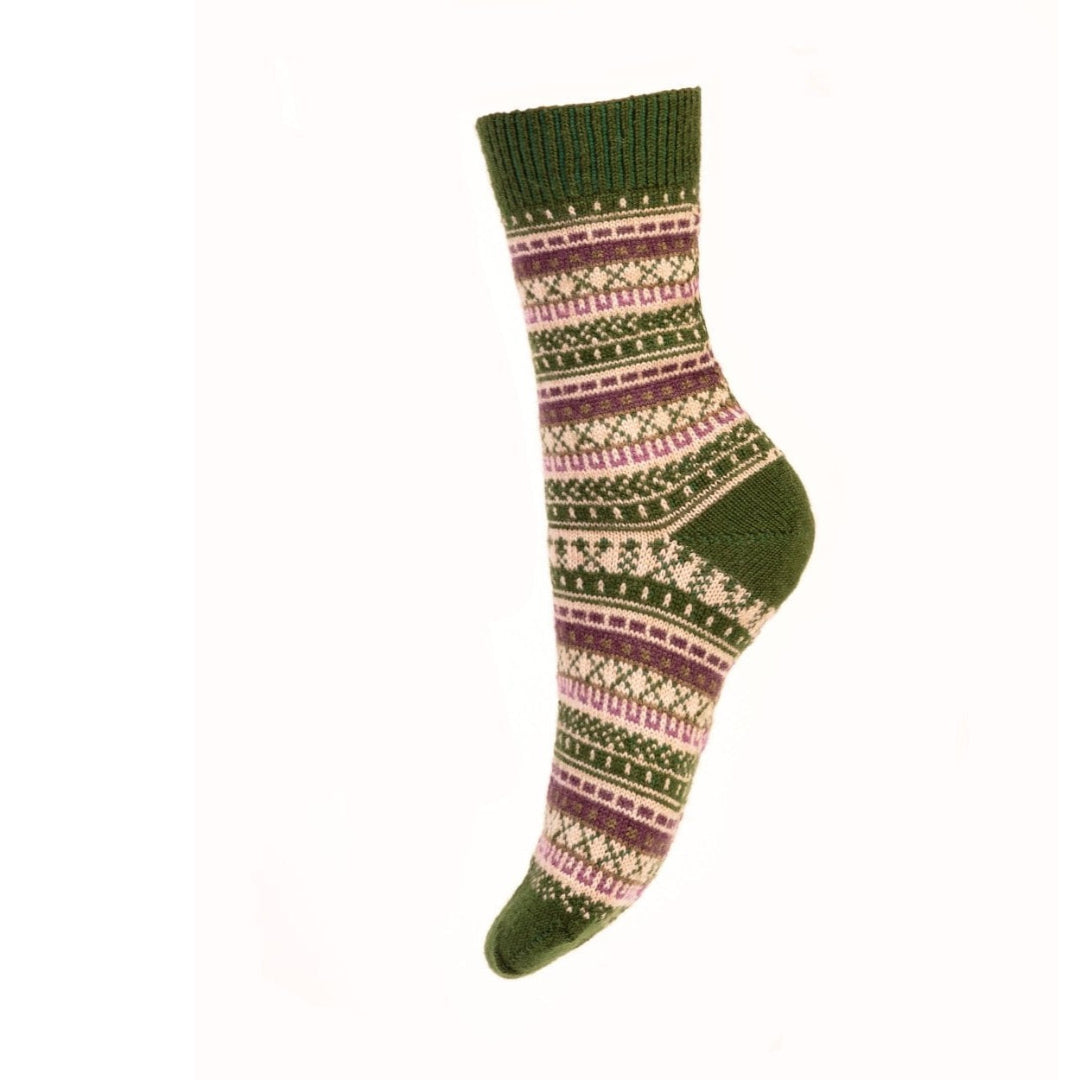 House of Cheviot | Women's Fair Isle Socks - Green