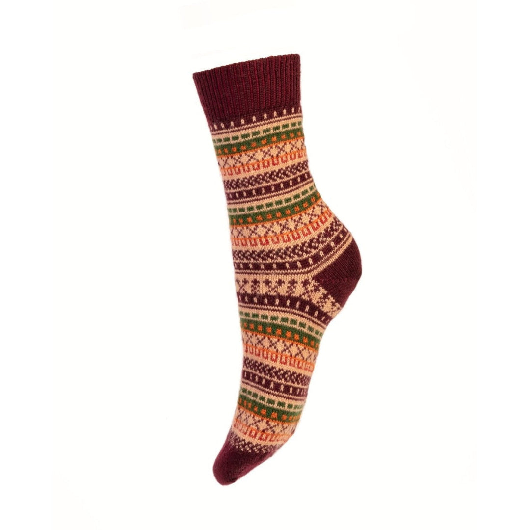 House of Cheviot | Women's Fair Isle Socks - Mulberry