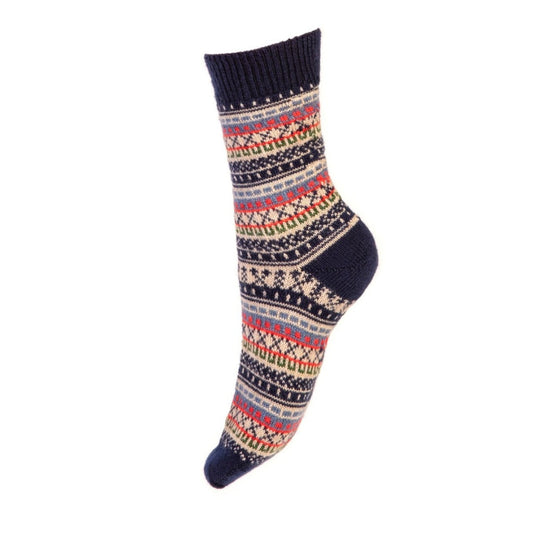 House of Cheviot | Women's Fair Isle Socks - Navy