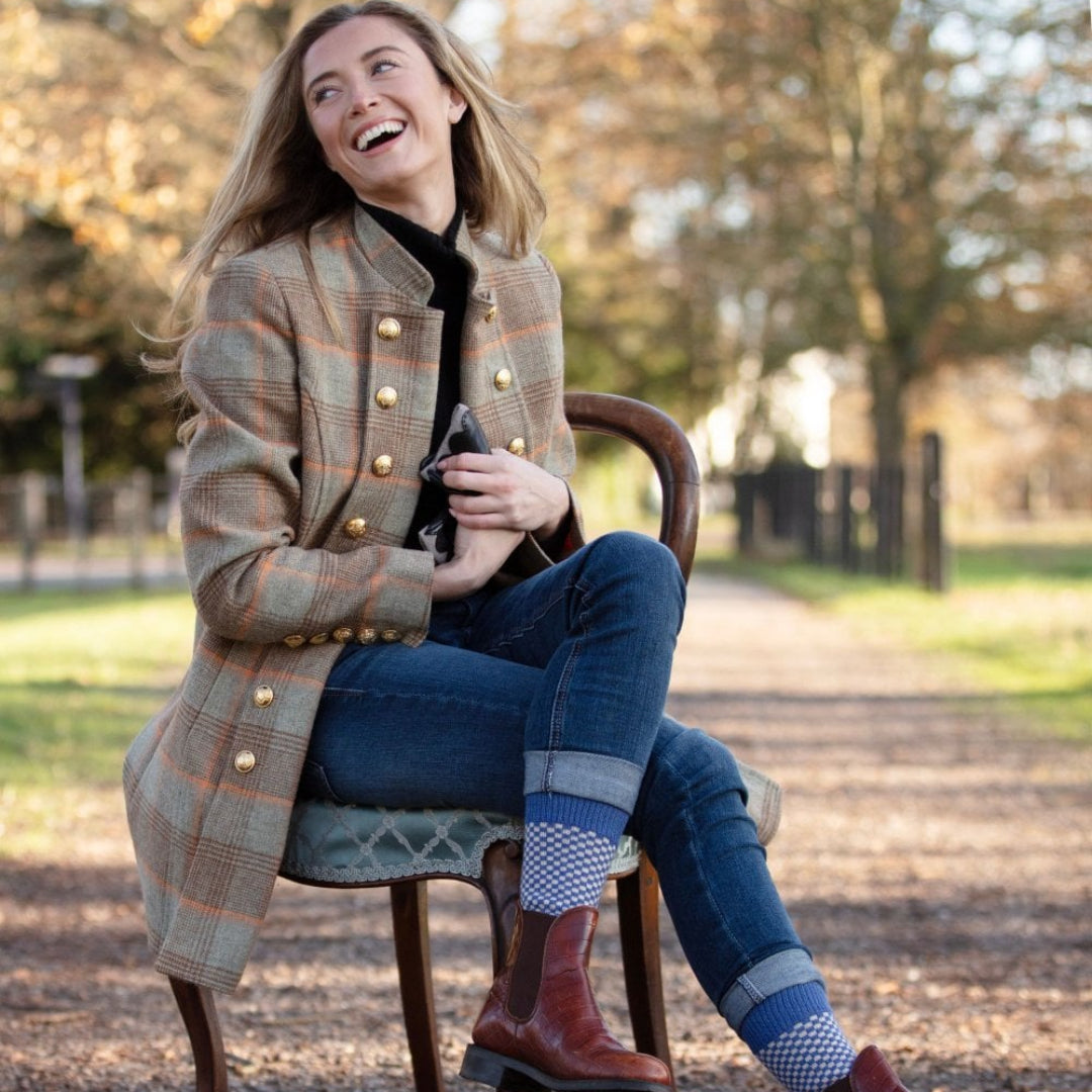 House of Cheviot | Women's Gingham Socks - Denim