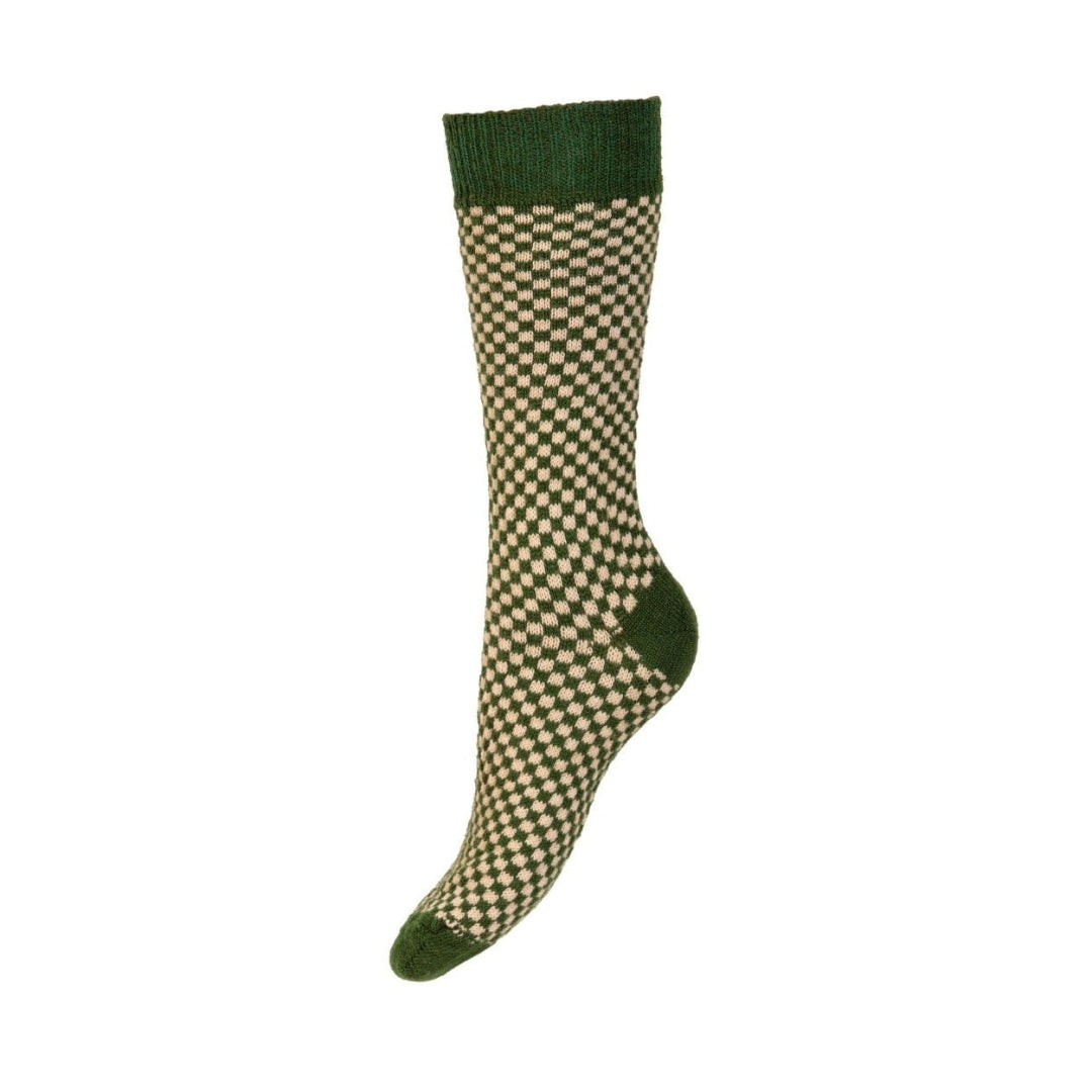 House of Cheviot | Women's Gingham Socks - Ivy Green
