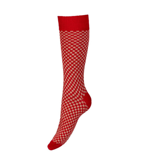 House of Cheviot | Women's Gingham Socks - Tartan Red