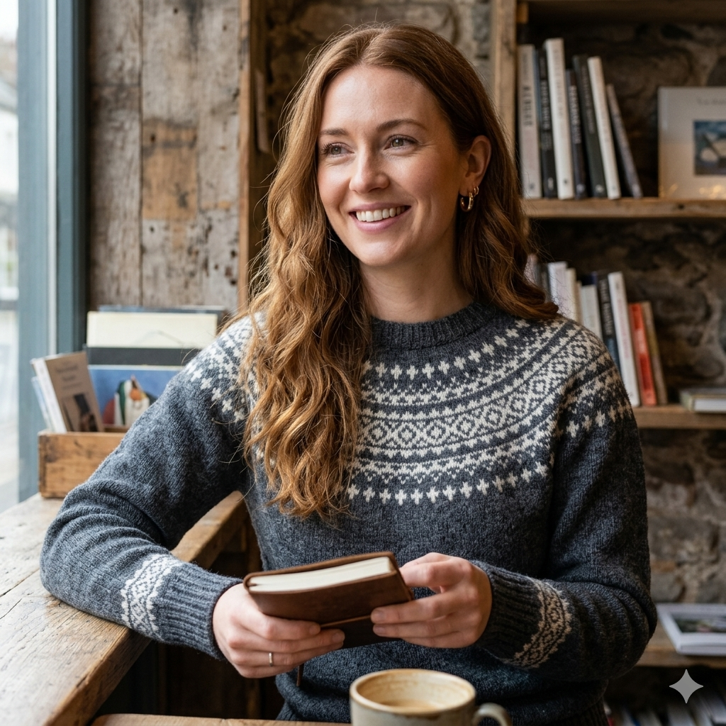Harley of Scotland | Fair Isle Sweater - Basalt/ Vanilla