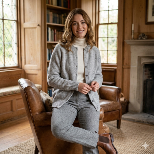 Harley of Scotland | Supersoft Cardigan - Silver
