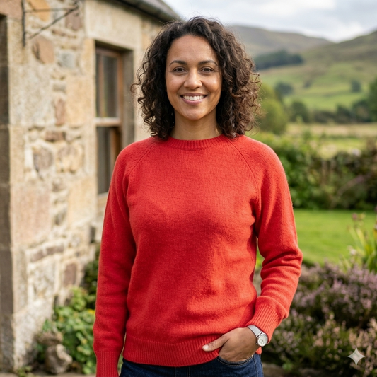 Harley of Scotland | Dorothy Crew Neck Sweater - Cremisi