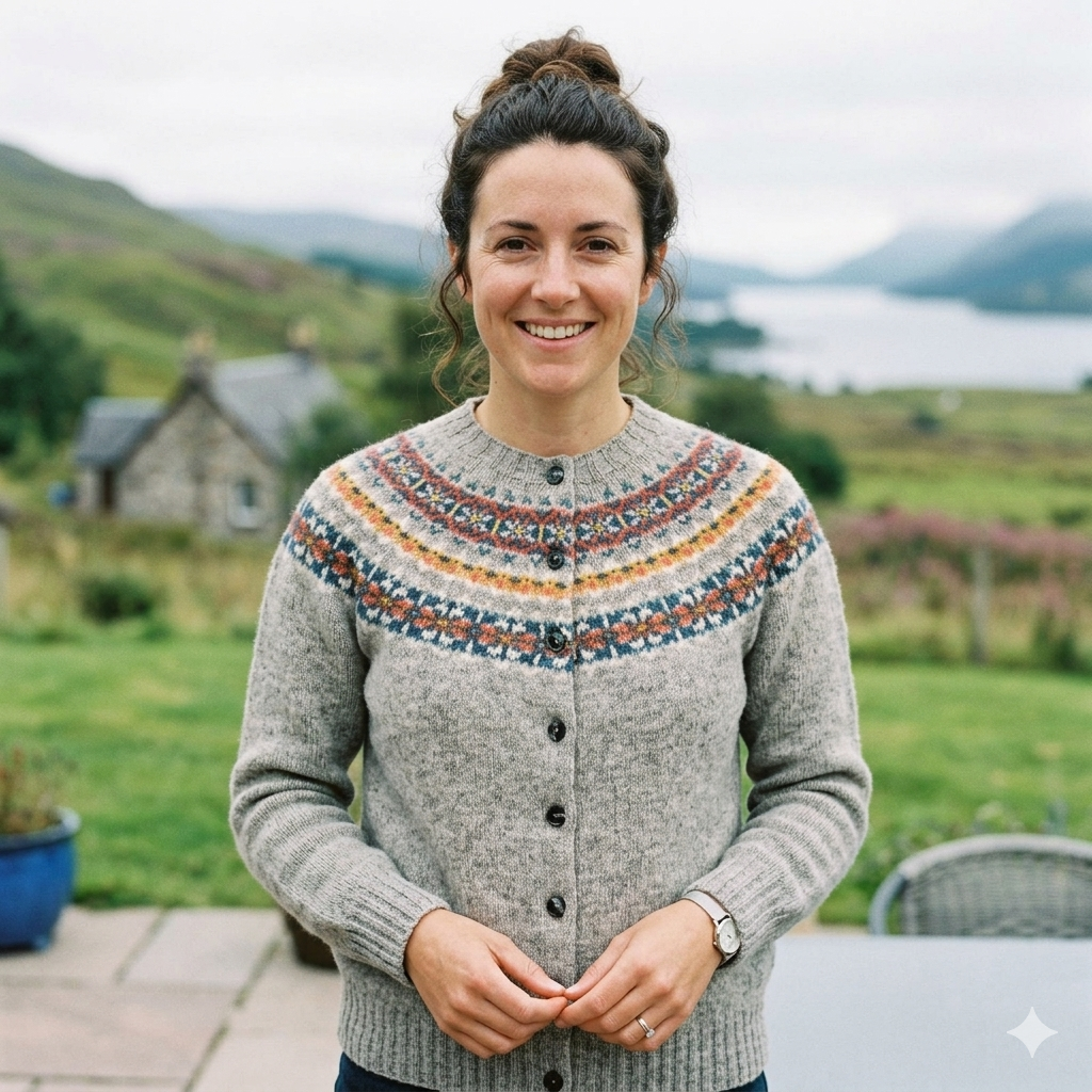 Harley of Scotland | Fair Isle Cardigan - Silver