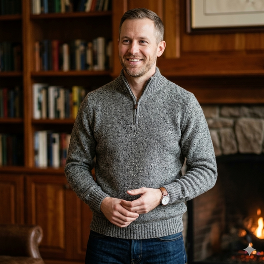 Fisherman Out of Ireland | Quarter-zip Sweater - Rabbit
