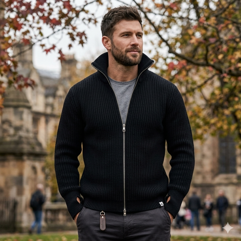 Peregrine | Fisherman Cardigan - Black