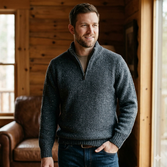 Fisherman Out of Ireland | Quarter-zip Sweater - Raven