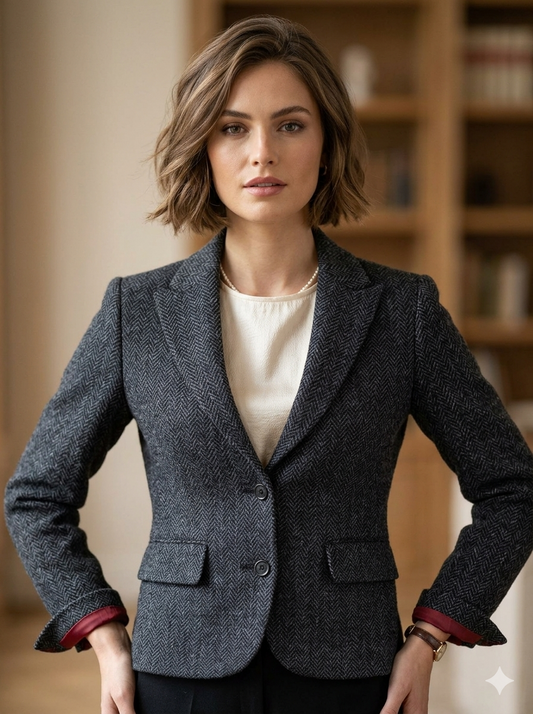 Bucktrout | Tammy Harris Tweed Cropped Jacket - Charcoal
