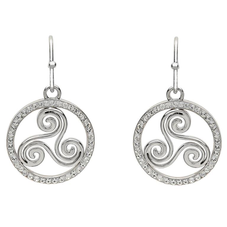 Shanore | Celtic Swirl Sterling Silver Earrings with Swarovski Crystals
