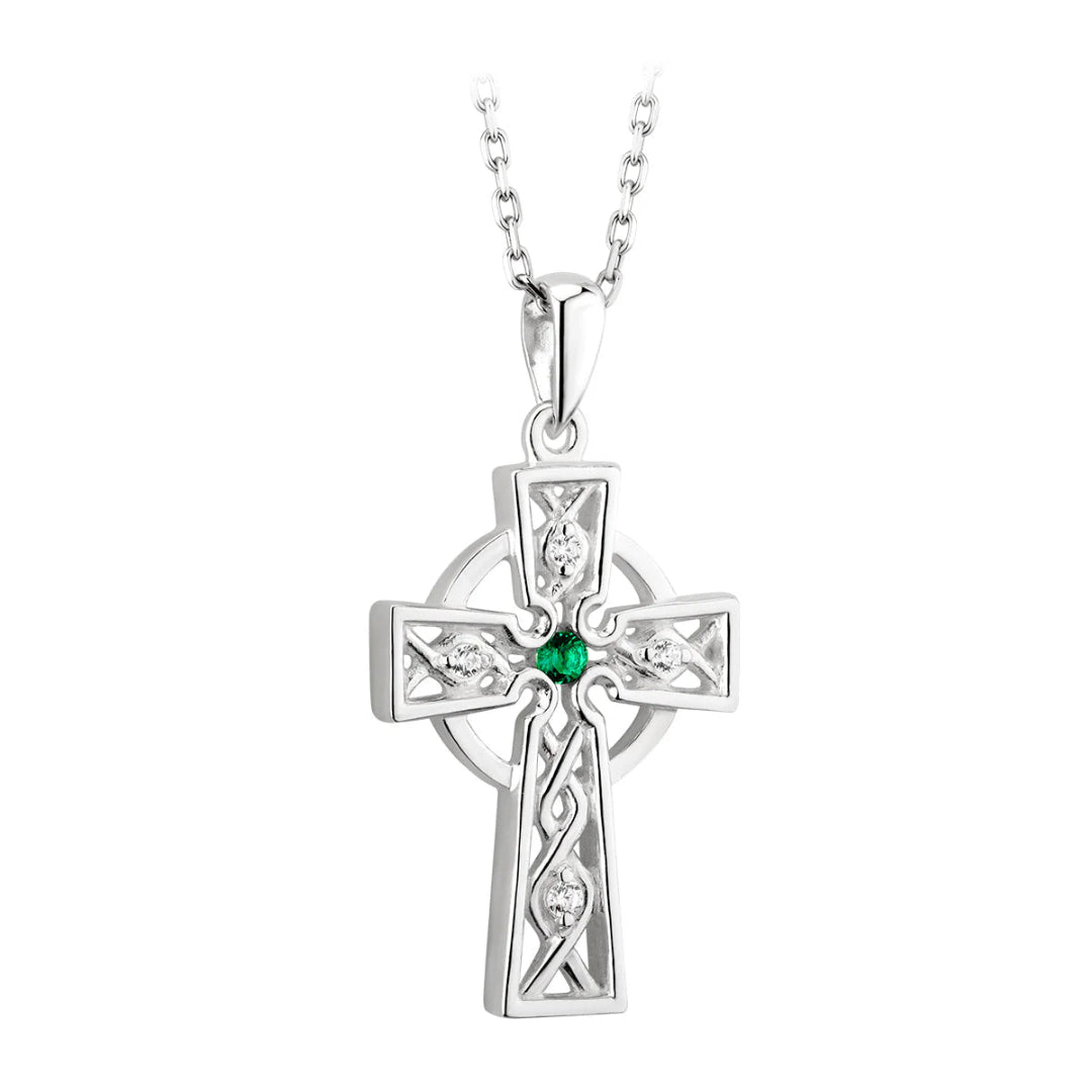 Solvar | Celtic Cross with Emerald Necklace