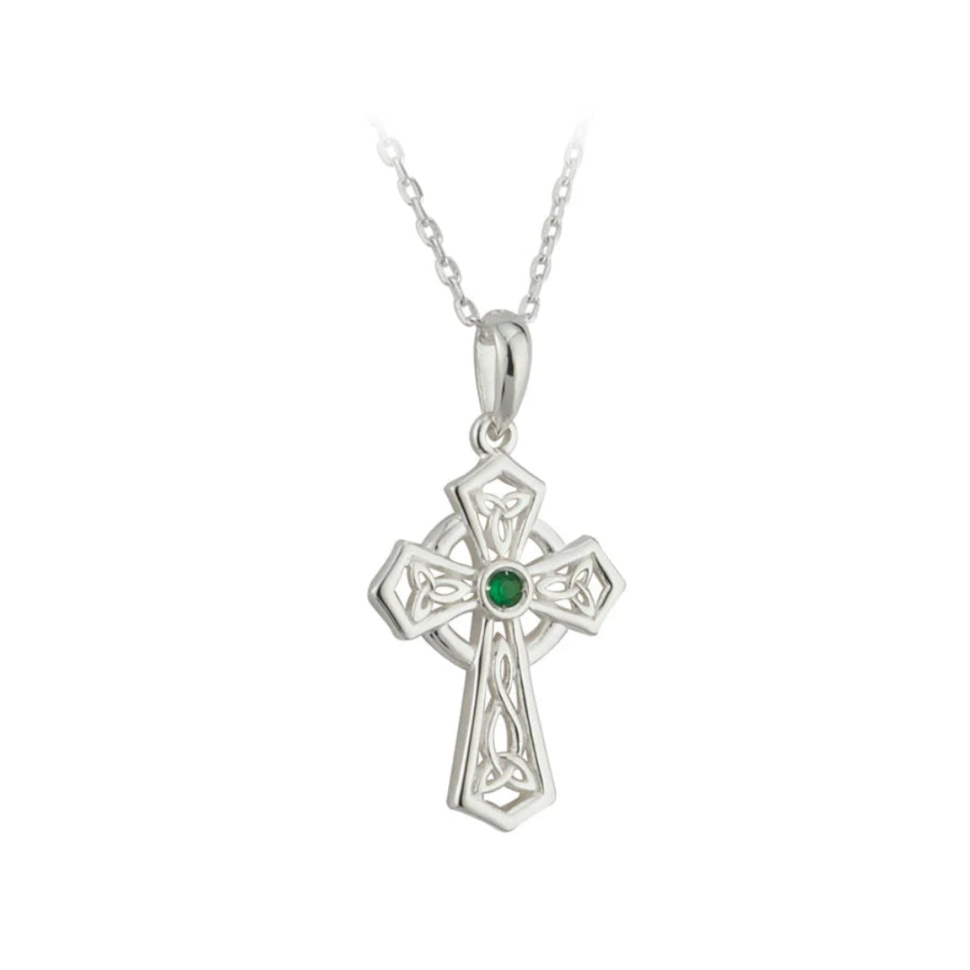 Solvar | Celtic Cross Pendant with Green Stone