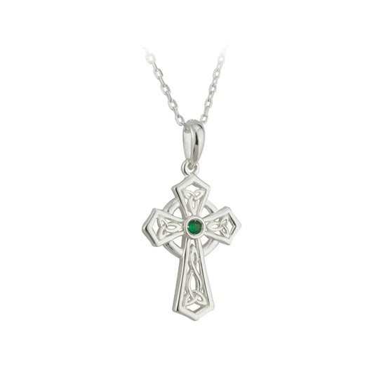 Solvar | Celtic Cross Pendant with Green Stone