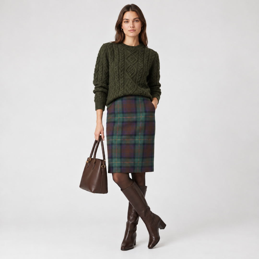 tartan straight skirt