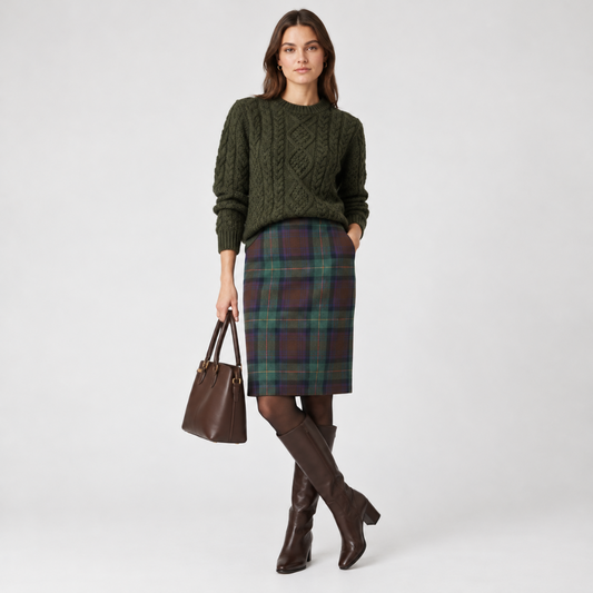tartan straight skirt