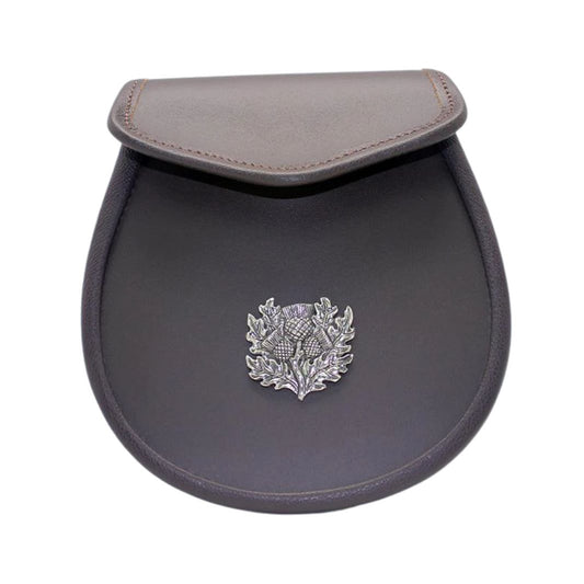 Day Sporran | Brown Leather with Thistle Emblem