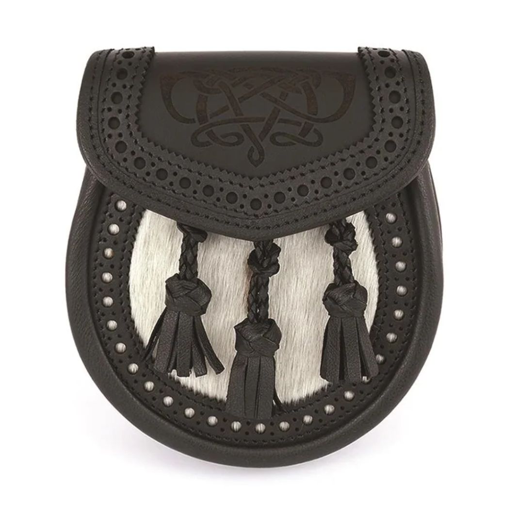 Semi-Formal Sporran | Traditional Design Black Leather