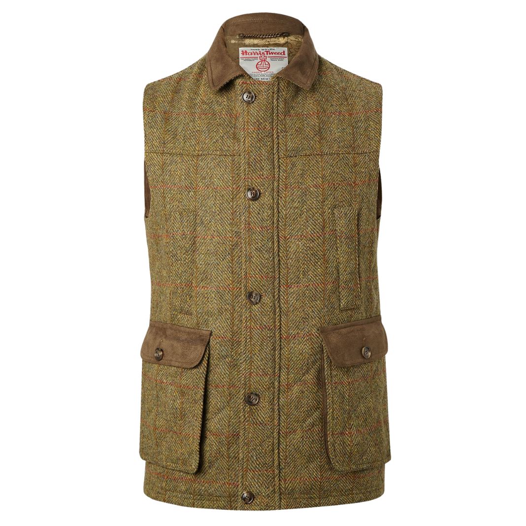 Bucktrout | Harris Tweed Chuck Gilet - Mustard – The Scottish Company