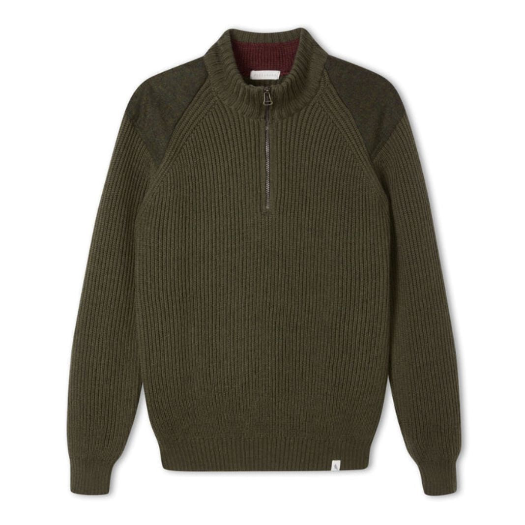 Peregrine | Foxton Quarter-zip Sweater - Olive