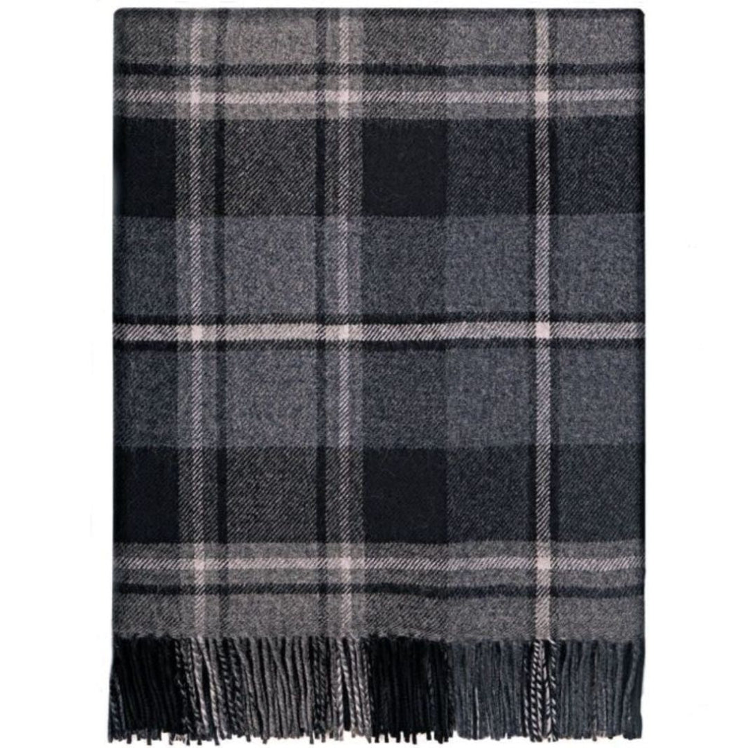 Lochcarron | Tartan Lambswool Blanket - MacRae Hunting Grey