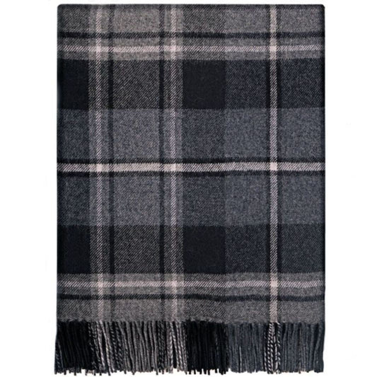 Lochcarron | Tartan Lambswool Blanket - MacRae Hunting Grey