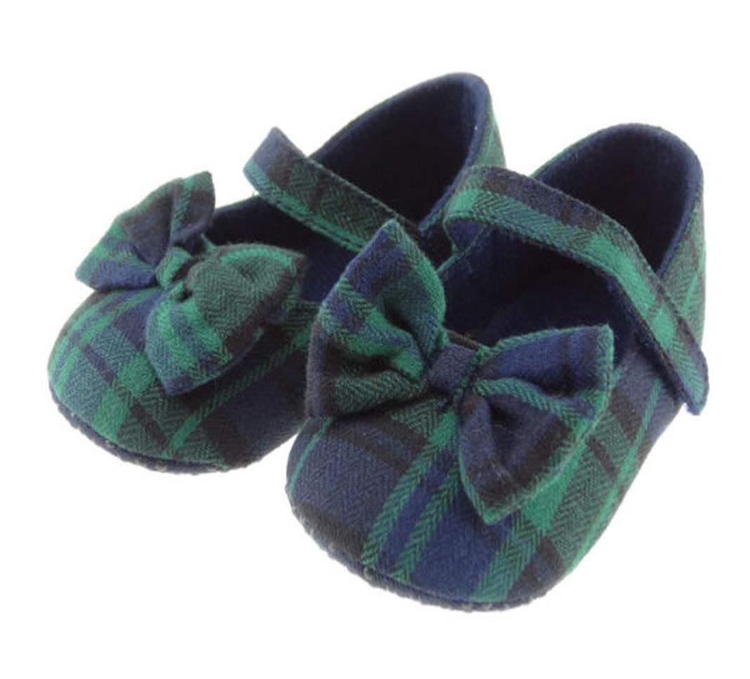 Tartan Baby Shoes with Bow - Black Watch