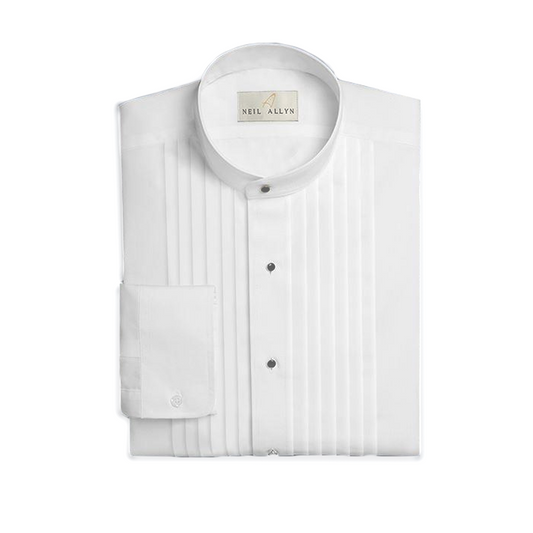 Collarless Pleated Shirt